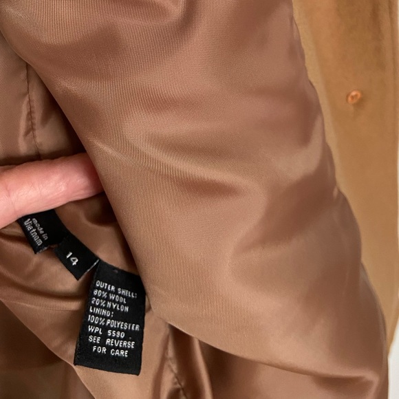 Calvin Klein Womens Peacoat Jacket Beige Size 14 Wool - Picture 4 of 7